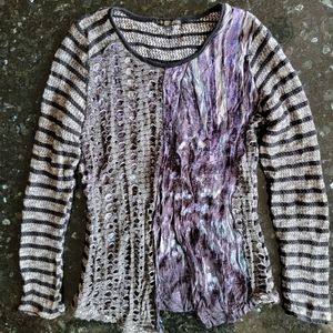 Alberto Makeli laser cut attached overlay on tie dyed layer.